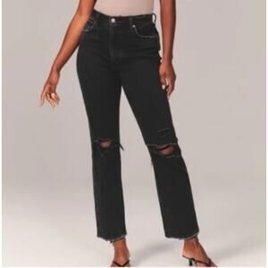 Abercrombie &‎ Fitch Curve Love Ankle Straight Ultra High Rise Jeans 2/26R Black